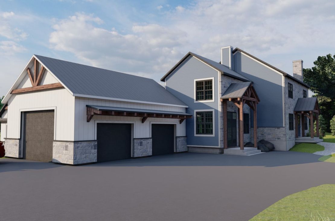 3d devanture maison garage double